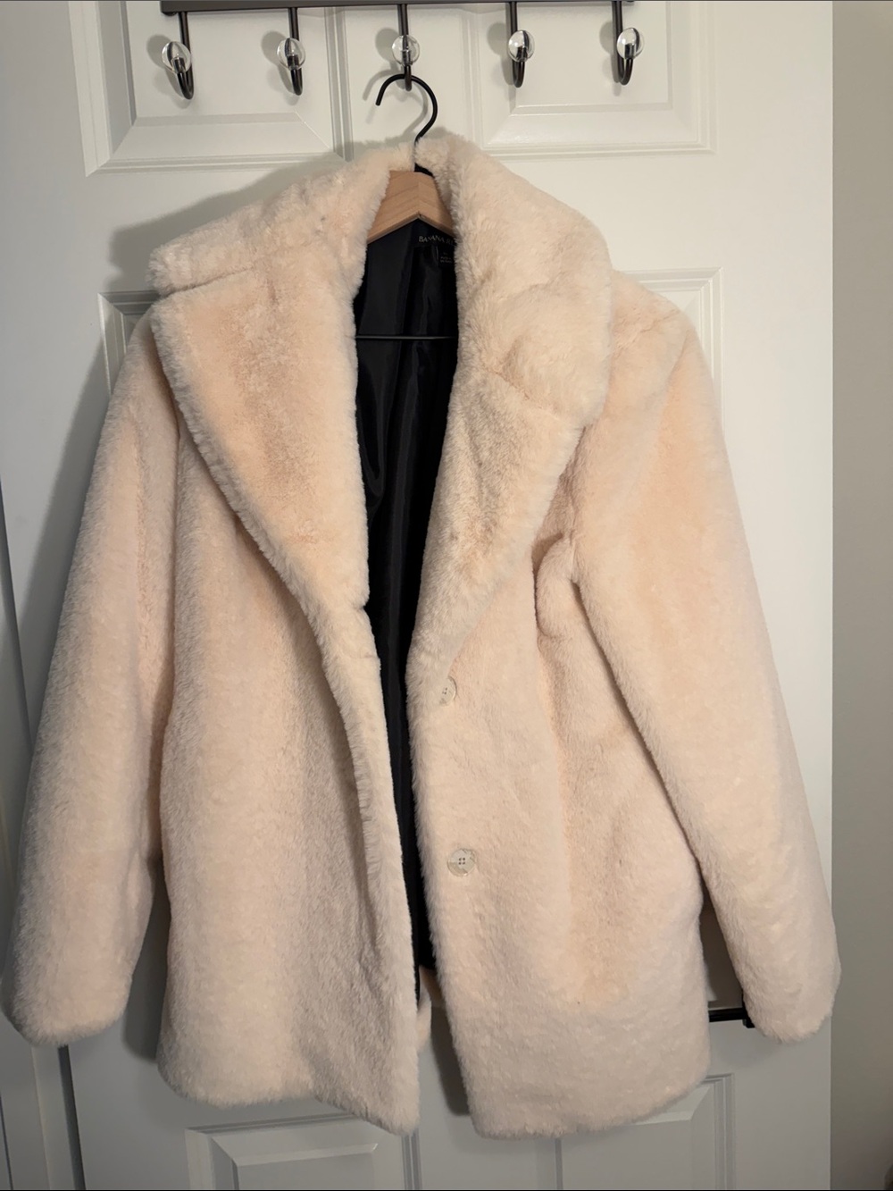 Banana Republic Cream Plush Faux-Fur Teddy Jacket